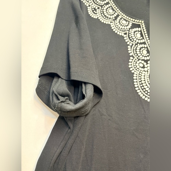 Karen Scott Black Tunic with White Embroidery - Picture 6 of 7